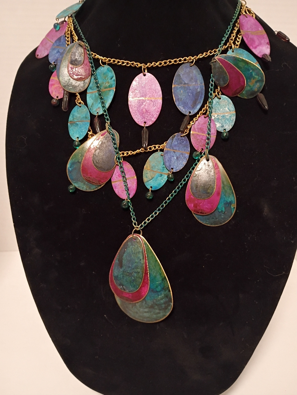 Pair Of Very Unusual Vintage Metal Necklaces